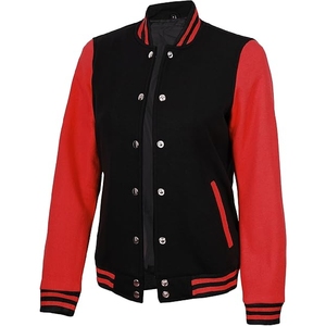 Veste universitaire noire et rouge, style Letterman, avec contraste audacieux, vêtement d'extérieur, taille et design personnalisés - Product Image 3
