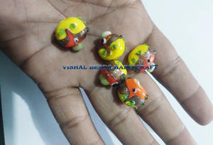 Perles de verre rondes en forme de poisson en cristal 4mm et 8mm noir bleu rouge accessoires de fabrication de bijoux à bricoler soi-même avec motifs au chalumeau - Product Image 3