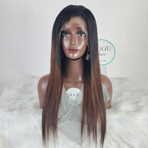 Vente en gros Ombre Brun Brun Couleur Perruque 13x4 Lace Front Perruque Os Cheveux Raides Perruque - Product Image 1