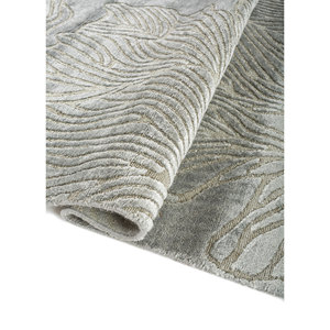 Tapis en soie de bambou et Zari noué à la main bleu azalée, motif floral classique, grand rectangle, tapis de salon pour usage domestique Aibz-1041 - Product Image 2