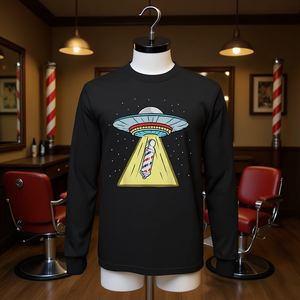 T-shirt à manches longues Ufo Abduction Barber Pole pour coiffeurs - Product Image 3
