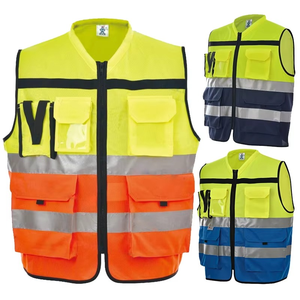 Chaleco de trabajo de dos tonos con bolsillos y cremallera Chaleco de trabajo de construcción para hombres - Product Image 1