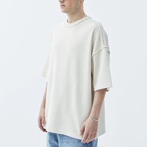 Streetwear personnalisé pour hommes 100% coton surdimensionné personnalisé GSM T-Shirt de haute qualité cousu lourd Design blanc - Product Image 2