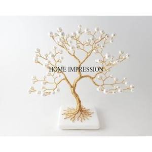 Beautiful Stylish <b>Tree</b> Sculpture <b>White</b> Marble Base Heavy Duty Metal High Grade Gold Plated Modern Latest Pattern Weddings - Product Image 1