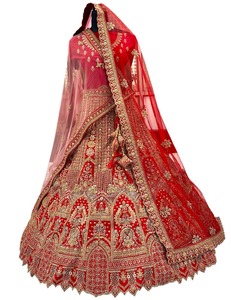 OEM Malai satén Lehenga con pesado Jarkan trabajo doble Dupatta gran estilo al por mayor proveedor en todo el mundo - Product Image 2