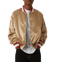 Veste bomber en satin personnalisée avec logo pour hommes, style universitaire, streetwear d'hiver, veste de sport décontractée de qualité supérieure pour équipe
