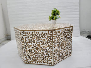 Table basse en bois de luxe moderne de console d'incrustation d'os élégante pour le salon cuisine salle à manger hôtel-décor à la maison - Product Image 2