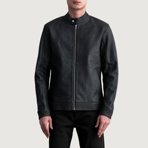 Blouson de motard en cuir véritable noir vieilli, personnalisé OEM, pour hommes, disponible à prix de gros, styles élégants 2026 - Product Image 4