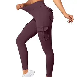 Pantaloni da Yoga da donna con tasche Cargo pantaloni da salotto Skinny a vita alta pantaloni da allenamento Super elasticizzati collant eleganti