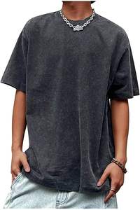 100% coton lavé à l'acide T-Shirt pour hommes Style décontracté intelligent avec motif Design tissu tricoté 180 grammes poids - Product Image 6