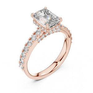 Bague solitaire en or blanc 14 carats avec émeraude et diamant rond de laboratoire |   Bague de fiançailles |   Nouveau diamant cultivé - Product Image 3