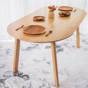 Table ovale moderne Offre Spéciale construction en bois dur meubles de salle à manger élégants couleur neutre - Product Image 4