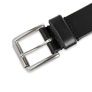 Ceinture carrée en cuir de vachette pour homme, tendance vintage, effet embossé et délavé, motif uni, avec boucle ardillon en cuivre, design en cuir pleine fleur - Product Image 6