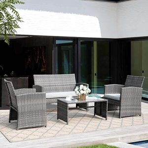 Prêt à expédier des ensembles de jardin extérieurs dessus de table en verre meubles en osier gris couleur-Bw 2 cordes rotin Hydro ensemble Phu Linh Vietnam - Product Image 3