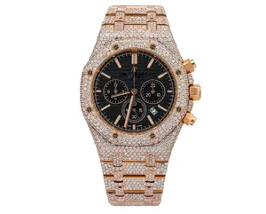 Merk Roestvrijstalen Ijskoude Hiphop Luxe Moissanite Diamanten Horloge Voor Heren Speciaal Jubileumgeschenk Voor Hem