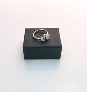Bague en argent sterling 925 avec pierre de lune arc-en-ciel et topaze bleue, forme ronde, bijoux en argent pour femmes, bijoux de mariage - Product Image 3