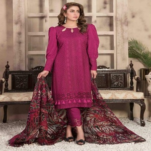 Vestido de 3 piezas de viscosa bordada pakistaní de la mejor marca para niñas Trajes de estampado digital Tawakkal originales para fiestas - Product Image 2