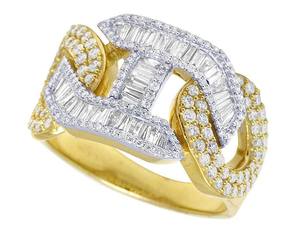 Bague de fiançailles pour homme en argent sterling 925, sertie pavé en or jaune, avec moissanite VVS de 10,00 carats, taille baguette et taille ronde, style Hip Hop - Product Image 6