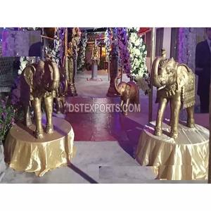 Decoración de entrada de boda tradicional estatua de elefante FRP estatuas de Elefante Dorado para decoración de boda elefante de bienvenida de boda real - Product Image 1