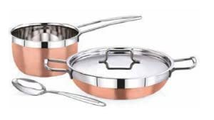 New TQC Luxury Gravy Rice Copper Kitchen Pot <b>Set</b> with Double Handle Eco Material Origin Uttar Pradesh - Product Image 3
