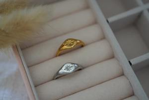 Minimalist North Star Signet <b>Ring</b> <b>Women</b> Elegant Silver Starburst Fine <b>Ring</b> Trendy Modern Layering Jewelry Perfect Gift <b>for</b> Her - Product Image 6