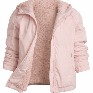 Women’s <b>Sherpa</b> <b>Lined</b> Hooded Windbreaker Jacket – Lightweight Insulated Winter Coat Soft pink <b>hoodie</b> with <b>sherpa</b> lining - Product Image 2