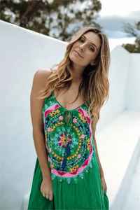 Vestidos bordados de algodón 100% sin mangas para mujer, vestidos bordados de diseño de alta calidad - Product Image 2