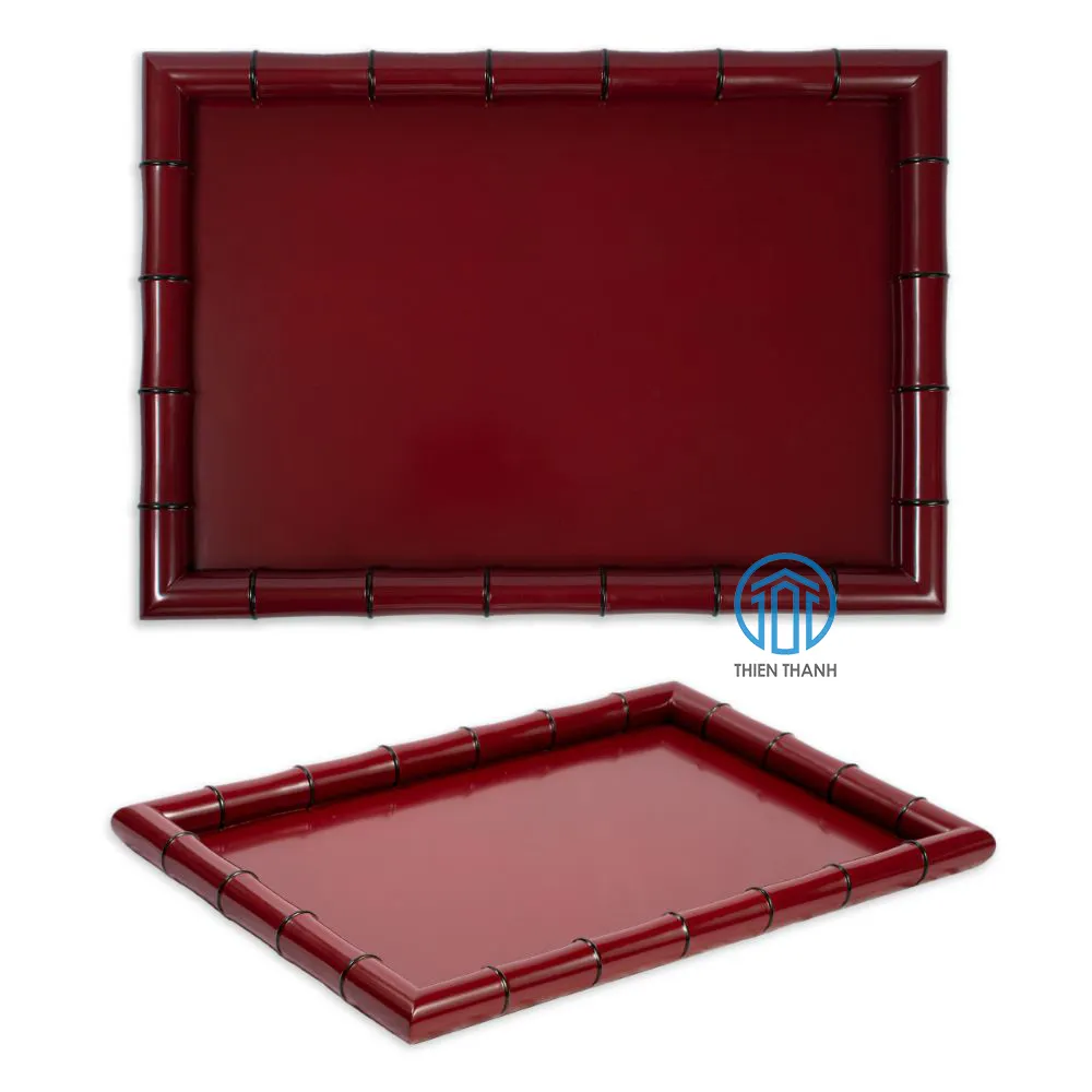 Home Decor rectangle cane lacquer tray Cane Navy color bamboo Hot new latest luxury design lacquer trays Decorative Trays