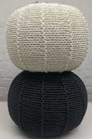 POUF OTTOMAN SIÈGES NOIR et BLANC TOP JUTE COTON CONCEPTION COTON MACRAME PERSONNALISÉ HOME BUREAU HÔTELS UTILISATION BEACH CAFE