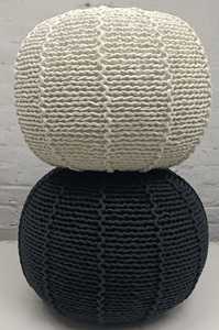 POUF OTTOMAN SIÈGES NOIR et BLANC TOP JUTE COTON CONCEPTION COTON MACRAME PERSONNALISÉ HOME BUREAU HÔTELS UTILISATION BEACH CAFE - Product Image 2