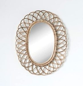 Nouveau décor mural miroir en rotin tissé forme ronde Design décoratif miroir mural couleur marron Design pour fournitures de cuisine - Product Image 6