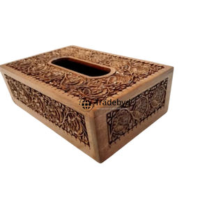 Caja de Pañuelos de Madera Tallada con Diseño Floral, Soporte Artístico para Interiores Sofisticados, Tradebyd - Product Image 3