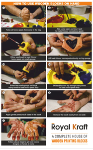 การพิมพ์ mehndi. บล็อกรูปแบบเส้นขอบที่ทันสมัยแสตมป์ไม้ (ชุด10ชิ้น) - Product Image 6