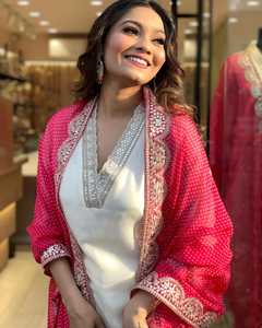 ปากีสถาน 3 ชิ้นยาวกระจาย Kurti กางเกง Dupatta ชุดผู้หญิงอินเดียDesigner Salwar Kameez Readymadeงานรื่นเริงชาติพันธุ์ - Product Image 6