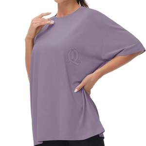 Dusty <b>Purple</b> Drop Shoulder T Shirt Women Soft Touch Cotton Oversized Tee Custom Embroidery Logo Streetwear - Product Image 6