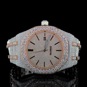 Esfera redonda de alta calidad personalizada hecha a mano de lujo Moissanite automático de dos tonos suizo ETA reloj automático Hiphop reloj - Product Image 1