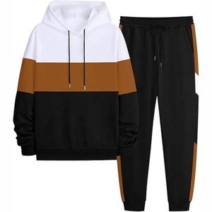 Ensembles de survêtement d'hiver pour hommes 100% coton grande taille coupe-vent et col à capuche réversible avec logo sur le devant - Product Image 1
