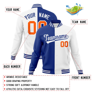 เสื้อแจ็คเก็ตเบสบอลแบบวาร์ซิตี้คุณภาพสูงสั่งทำพิเศษ น้ำหนักเบา กันน้ำ กันลม ระบายอากาศได้ดี คอเสื้อแบบคอกลม ตัดเย็บแบบต่อผ้า ลายตัวอักษร - Product Image 5