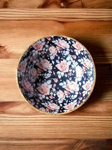 Tazón para servir ensalada de madera pulida tradicional, ecológico, estilo americano, con estampado esmaltado, de Falak World Export. - Product Image 6