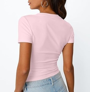 T-shirts pour hommes en coton 100% à col en V, tissu Oxford respirant, prix d'usine en gros, logo personnalisé, design uni, plusieurs couleurs, décontracté - Product Image 4