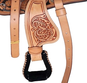 Las sillas de montar de cuero Natural genuino de estilo occidental más vendidas, acero de hierro de gamuza marrón tallado a mano completo para montar a caballo - Product Image 6
