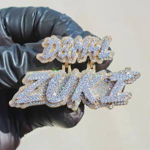 Colgante de Letra Personalizada Iced Out con Diamantes de Moissanita VVS, Plata de Ley 925, Estilo Hip Hop, Unisex, Colgante de Alta Gama - Product Image 1