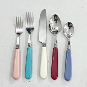 Ensemble de vaisselle racontant des histoires ensemble de couverts à poignée en résine de cinq couleurs expérience de consommation avec LOGO personnalisé ensemble de couverts de vaisselle - Product Image 3