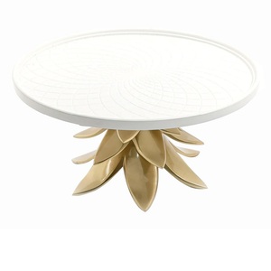 Unique Style Metal and Wood <b>Cake</b> Serving Stand With White Powder Coated Top Home Decor Dessert Display <b>Cake</b> <b>Server</b> Stand For Bar - Product Image 3