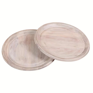 Plateau de service en bois antique Plateau de service en bois de manguier pour la décoration intérieure, les fruits, la charcuterie, l'apéritif servant des assiettes rondes - Product Image 1
