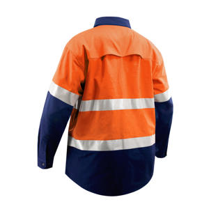 Chemises de travail en coton bicolore, chemise de travail de sécurité haute visibilité, réflecteur, chemise de travail à manches longues pour hommes, logo personnalisé - Product Image 5