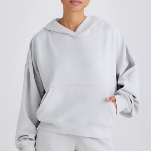 เสื้อมีฮู้ดผ้าฟลีซผ้าฝ้ายหนาทรงหลวมสำหรับสตรีแขนยาวนุ่มสบาย - Product Image 5