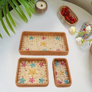 Plateau à fruits en rotin écologique 3 pièces rectangulaire multi-usages mélange de rotin nacre plateau de service pour la maison fabriqué au Vietnam - Product Image 5