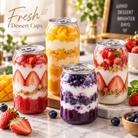 Bocaux transparents en PET pour milkshake, 355 ml (12 oz), contenants alimentaires pour pouding, mousse et gâteaux, pour l'emballage de desserts