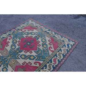 Alfombra Turca Vintage de 6.4x9 pies, Alfombra Grande, Alfombra de Lana Azul - Product Image 5